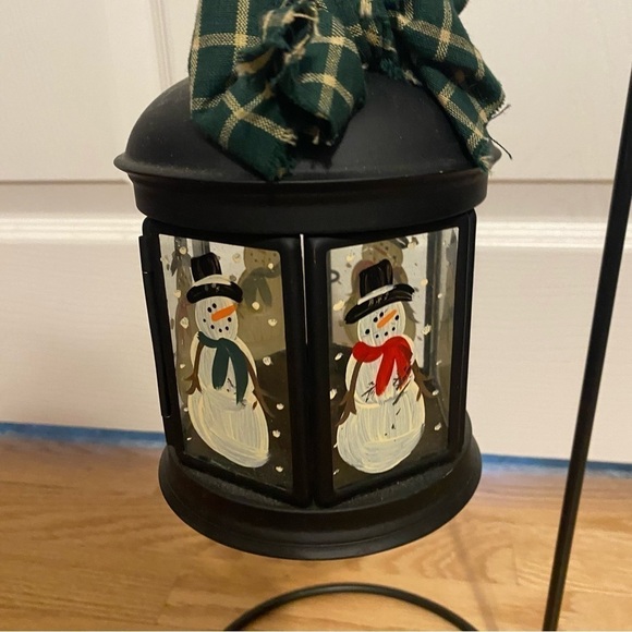 Hand Painted Volitive Candle Tea Light Holder & Stand Black Metal Snowman - Picture 5 of 5